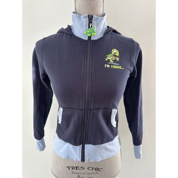 Vintage Y2k Turtle I'm Falling and Can't Get Up Turtle Graphic Hoodie Girl 12/14 - Picture 5 of 6
